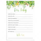 Luau wishes baby shower game printable by LittleSizzle