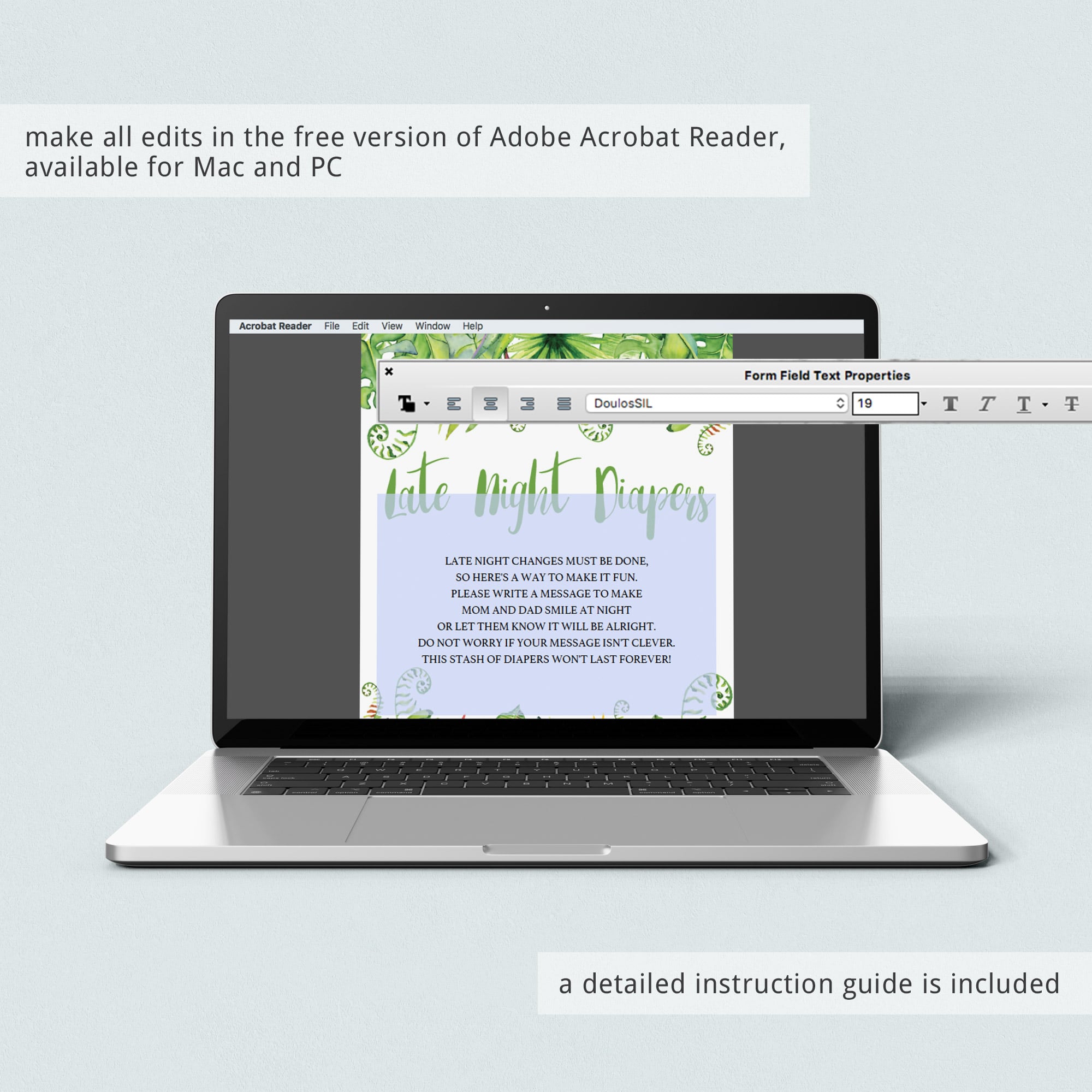 Instant download late night diapers sign for Hawaiian baby party by LittleSizzle