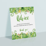Editable baby shower advice sign with banana leaves by LittleSizzle