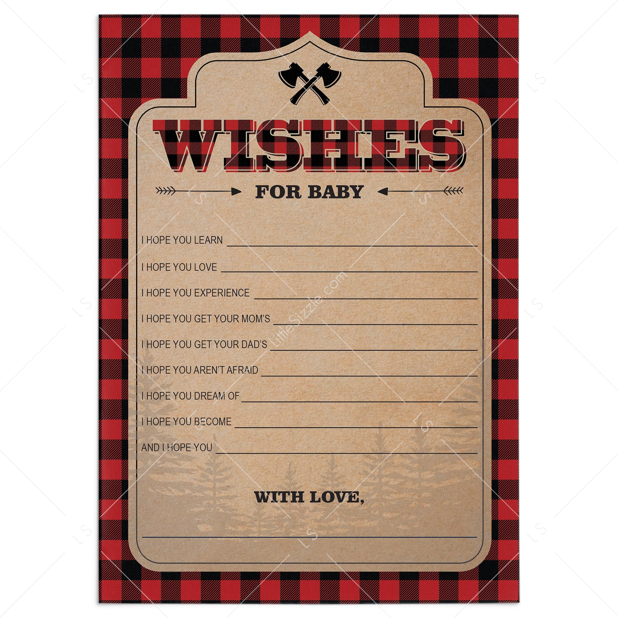 Baby wishes for baby shower lumberjack themed