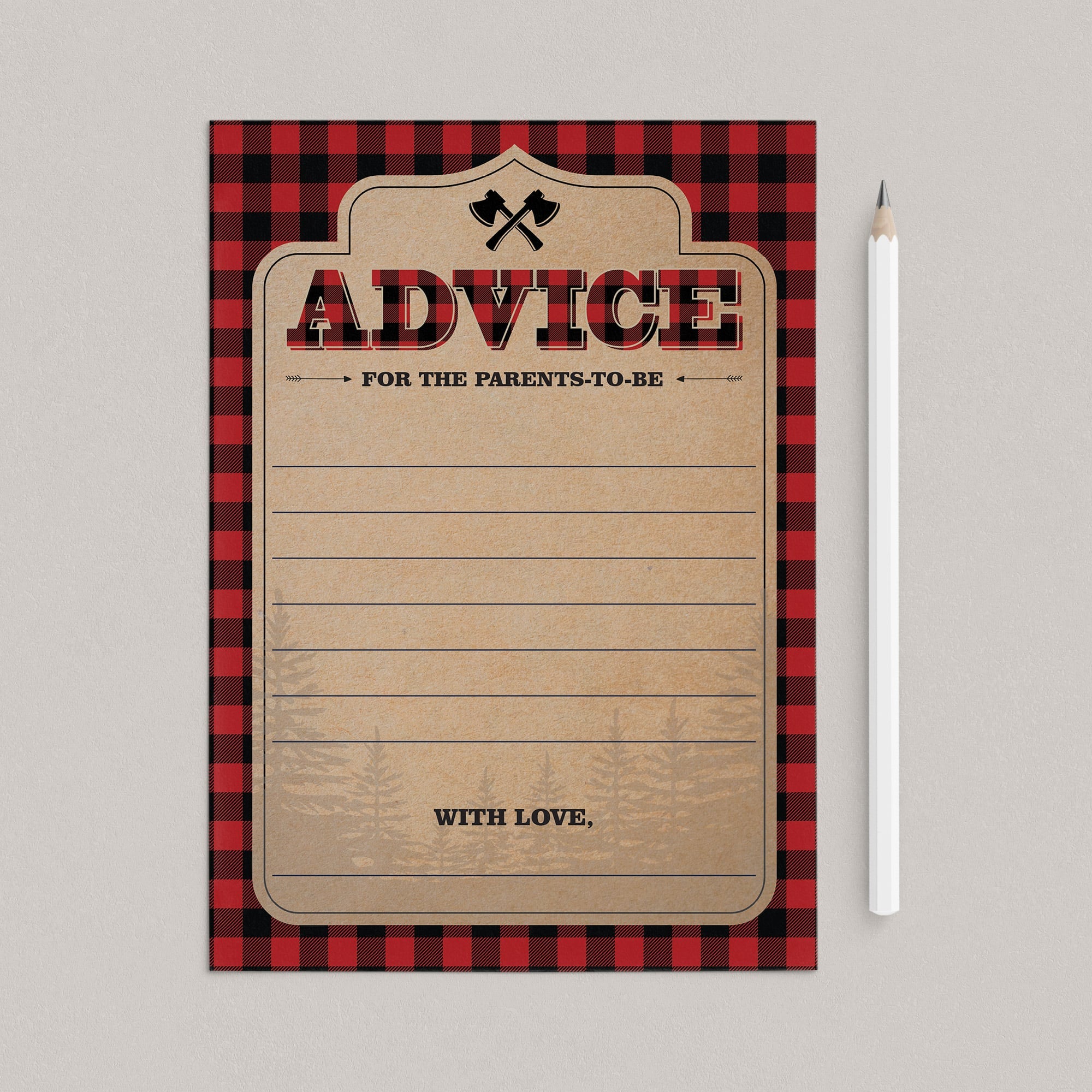 Kraft paper baby shower advice cards for the parents-to-be