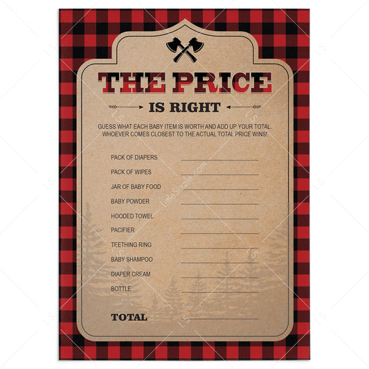 Lumberjack The Price is Right Baby Shower Game Printable by LittleSizzle