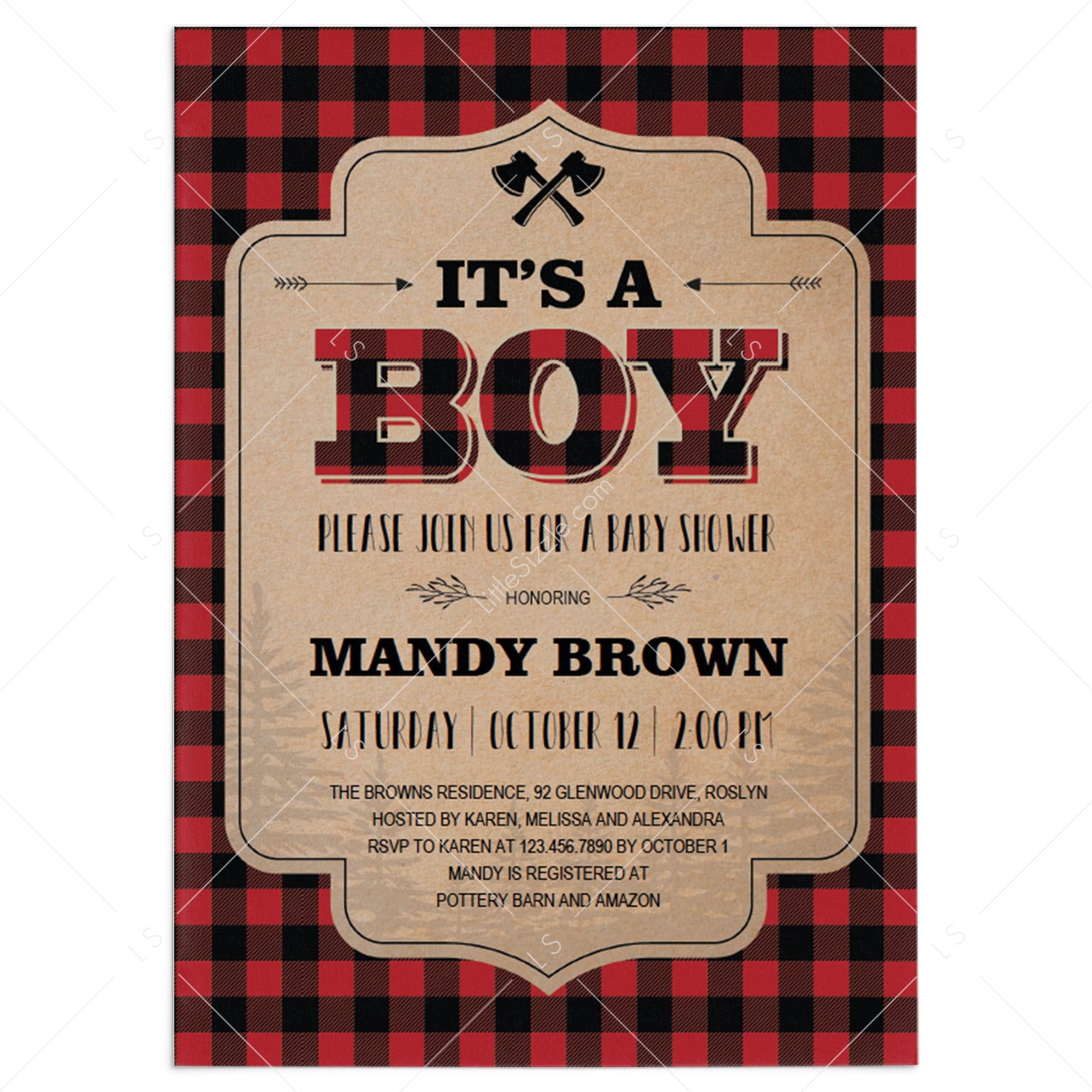 Buffalo Plaid Baby Shower Invitation Templates