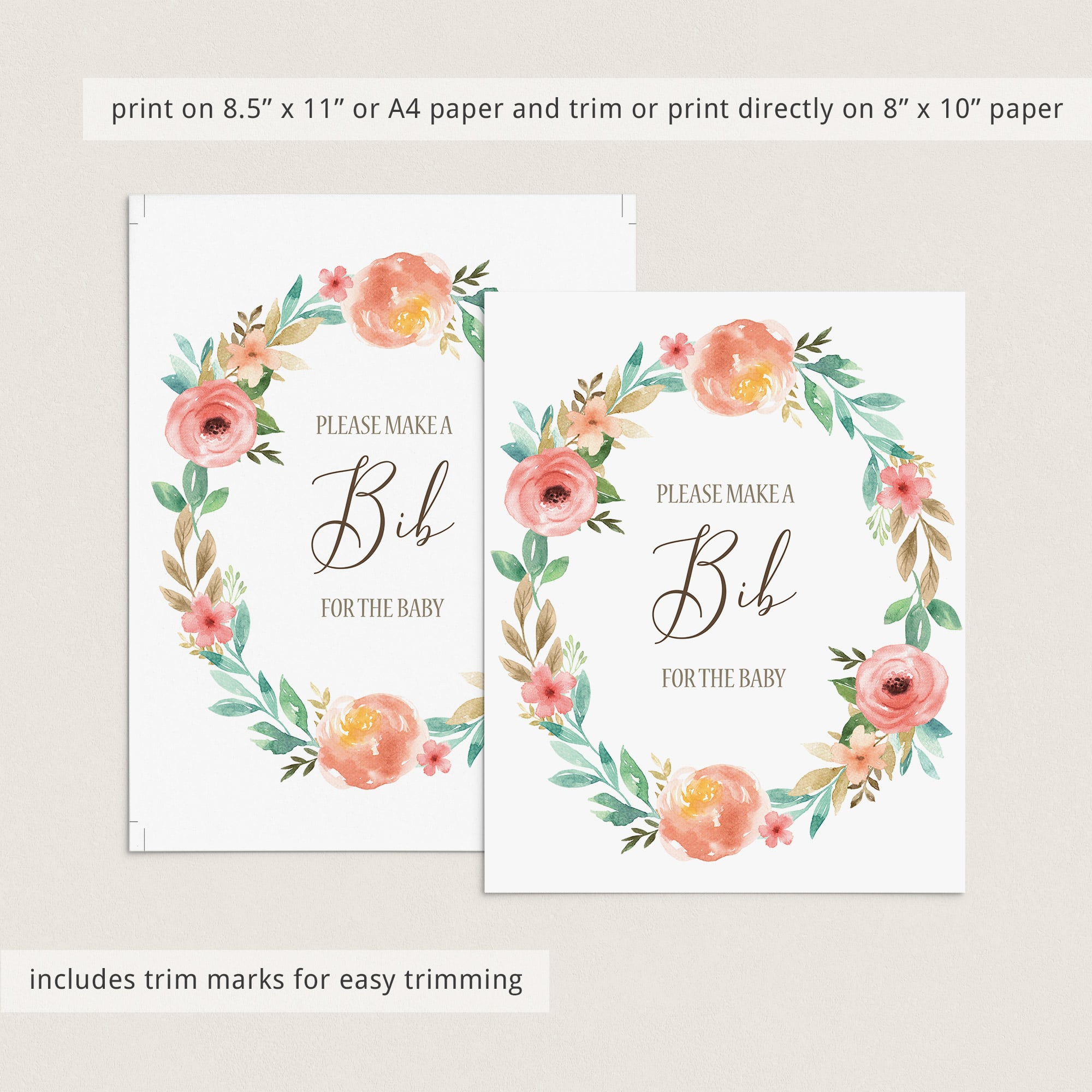 Watercolor floral wreath baby shower decor by LittleSizzle