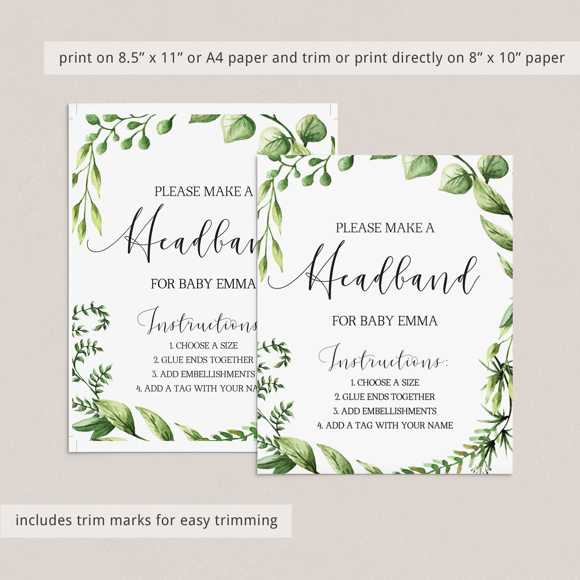 Please make a headband baby shower activity instant download by LittleSizzle