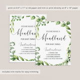 Please make a headband baby shower activity instant download by LittleSizzle