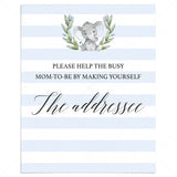 Address request sign for boy baby shower printable by LittleSizzle