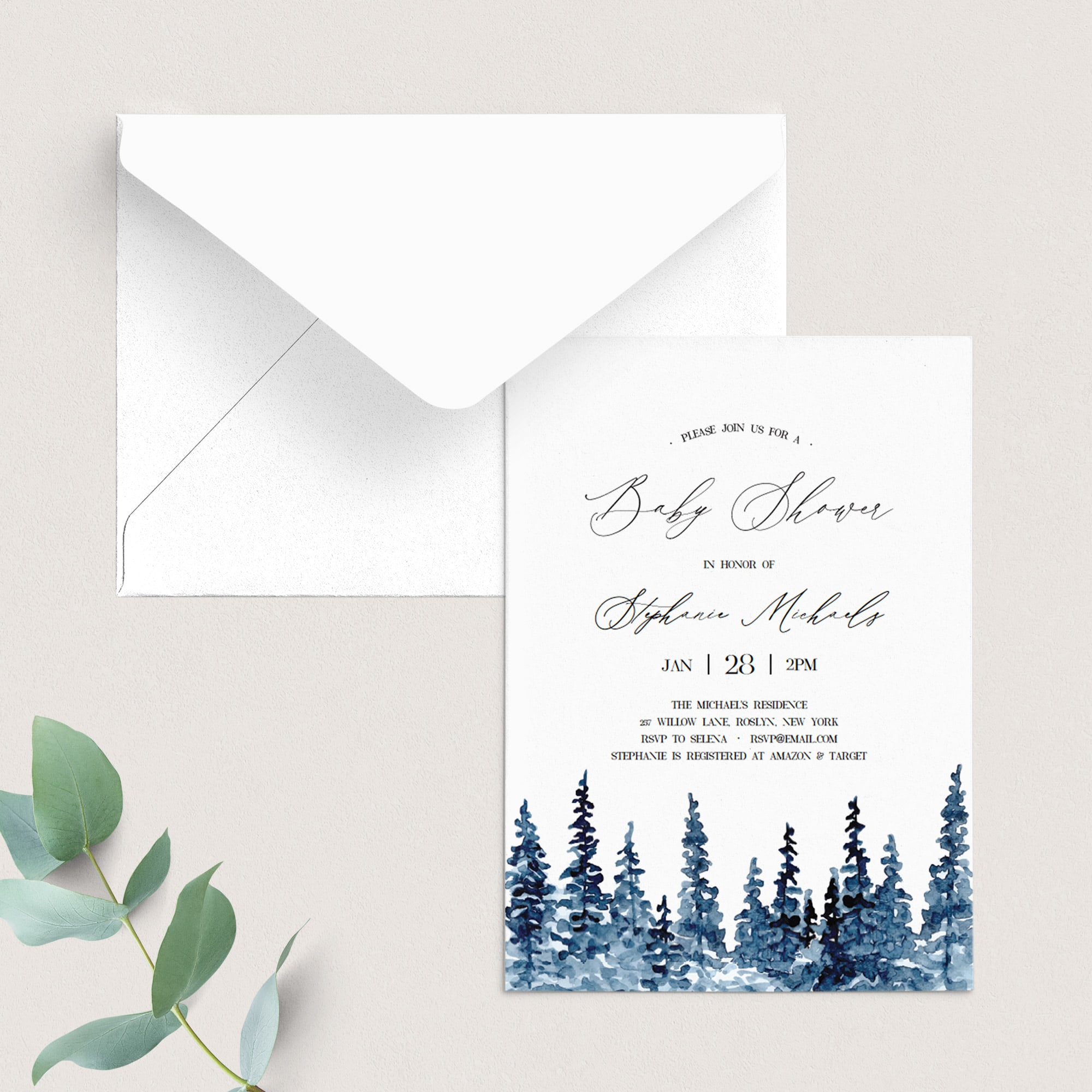 Calligraphy baby shower invitation winter theme by LittleSizzle