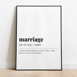 Marriage Definition Print Instant Download
