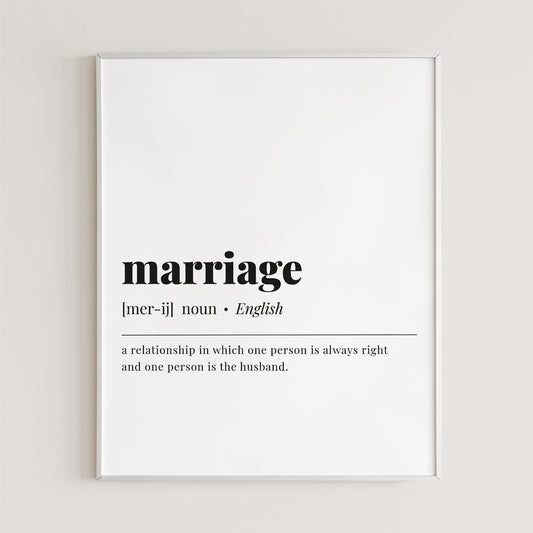 Marriage Definition Print Instant Download by LittleSizzle