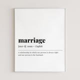 Marriage Definition Print Instant Download by LittleSizzle