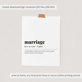 Marriage Definition Print Instant Download