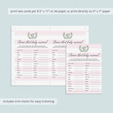 Girl Baby Shower Baby Animal Name Quiz Printable