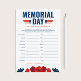 Family Memorial Day Game Printable Finish The Phrase by LittleSizzle