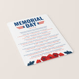 Printable Memorial Day Quiz with Answer Key
