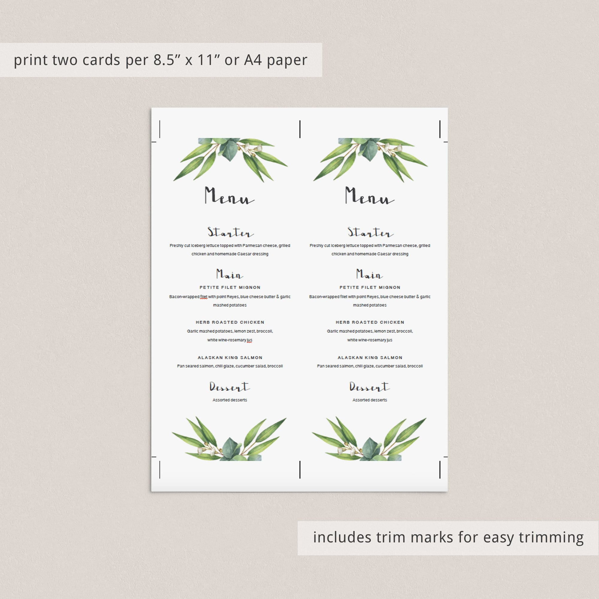 Menu card template for green outdoor shower by LittleSizzle