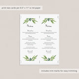 Menu card template for green outdoor shower by LittleSizzle