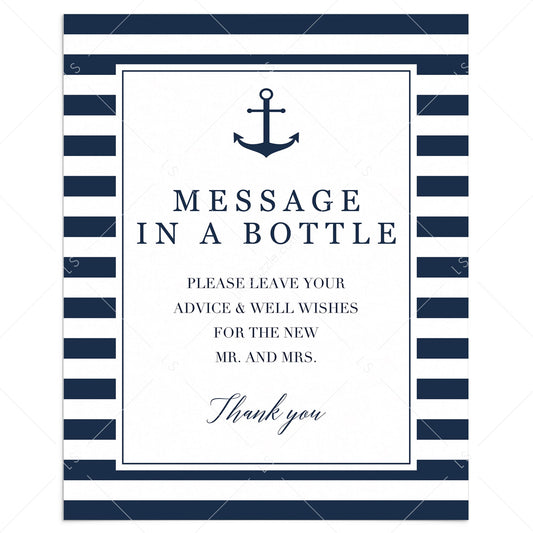 Bridal Shower Guest Book Sign Template Message In A Bottle by LittleSizzle