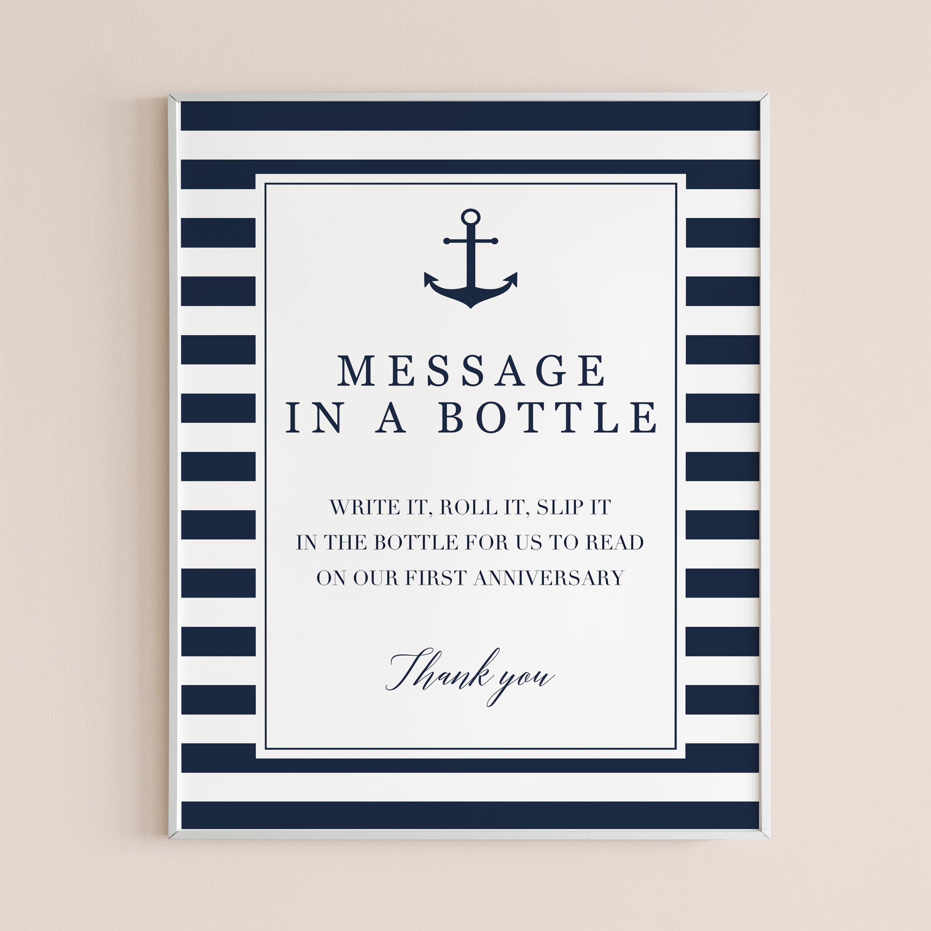 Nautical Wedding Guest Book Sign Message In A Bottle Editable Template by LittleSizzle