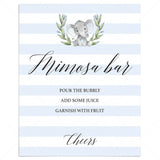 Printable mimosa bar table sign for elephant themed baby shower by LittleSizzle