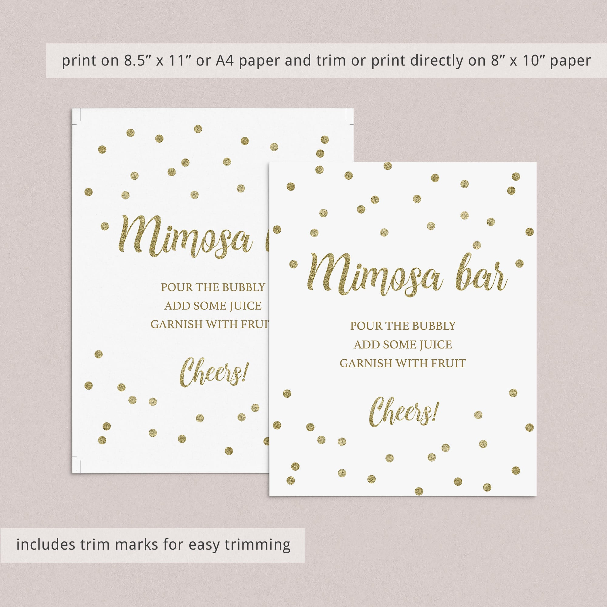 Instant download mimosa sign white and gold by LittleSizzle