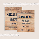 Wood Background Printable Mimosa Bar Sign