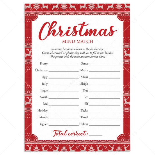 Fun Holiday Office Party Game Printable Mind Match by LittleSizzle