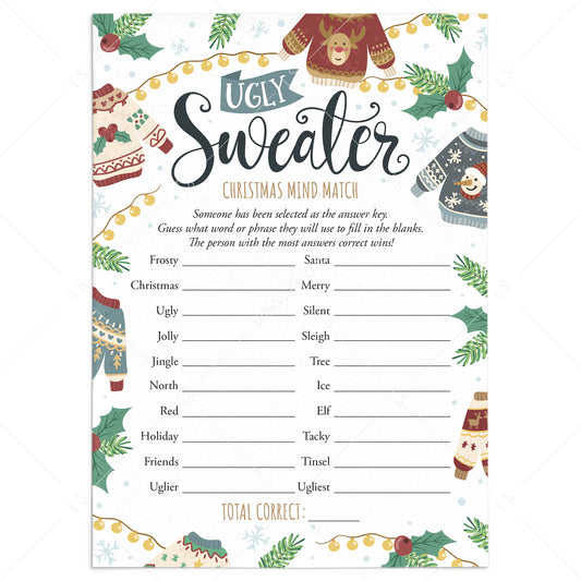 Ugly Sweater Party Game for Groups Mind Match Printable by LittleSizzle