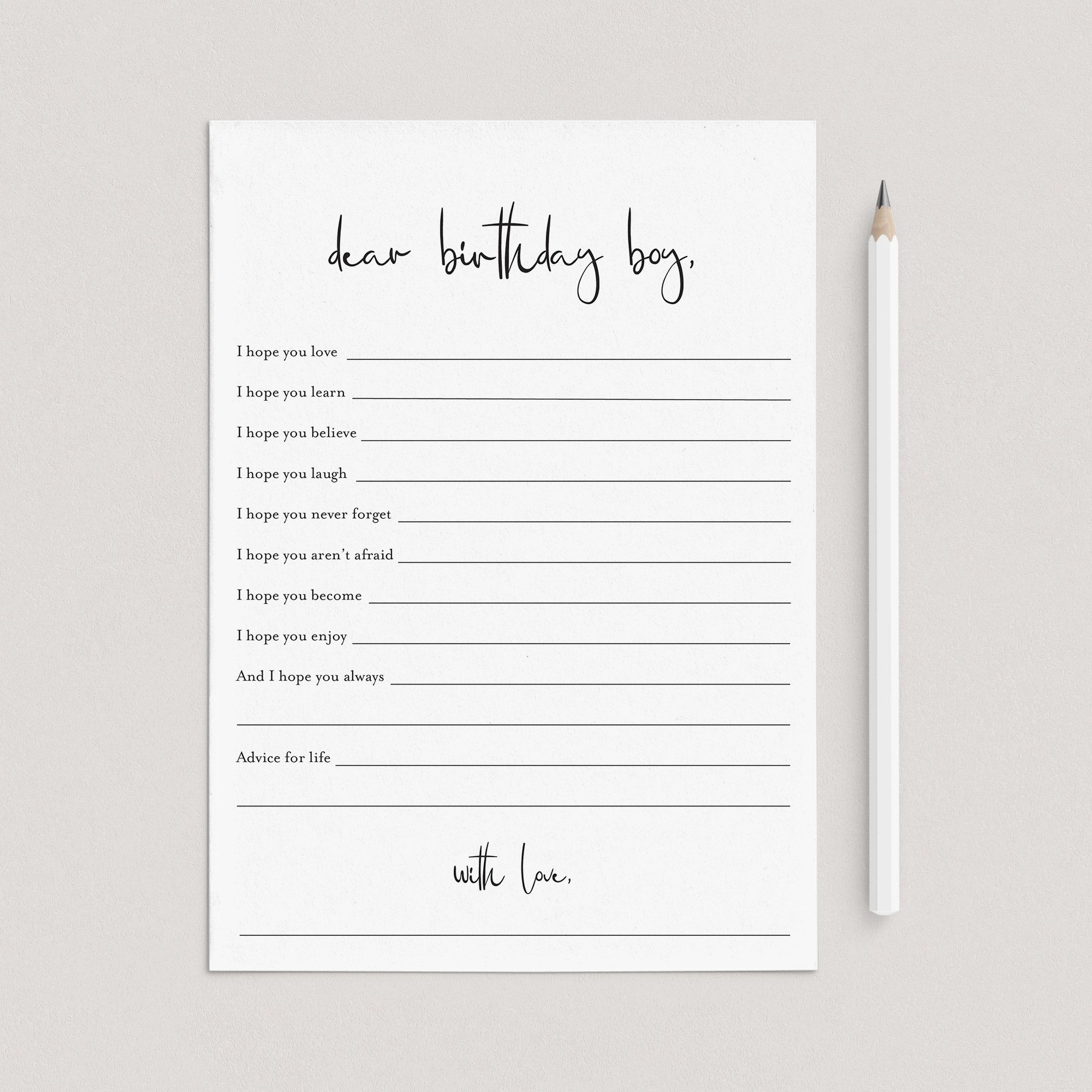Wishes For The Birthday Boy Cards Printable by LittleSizzle