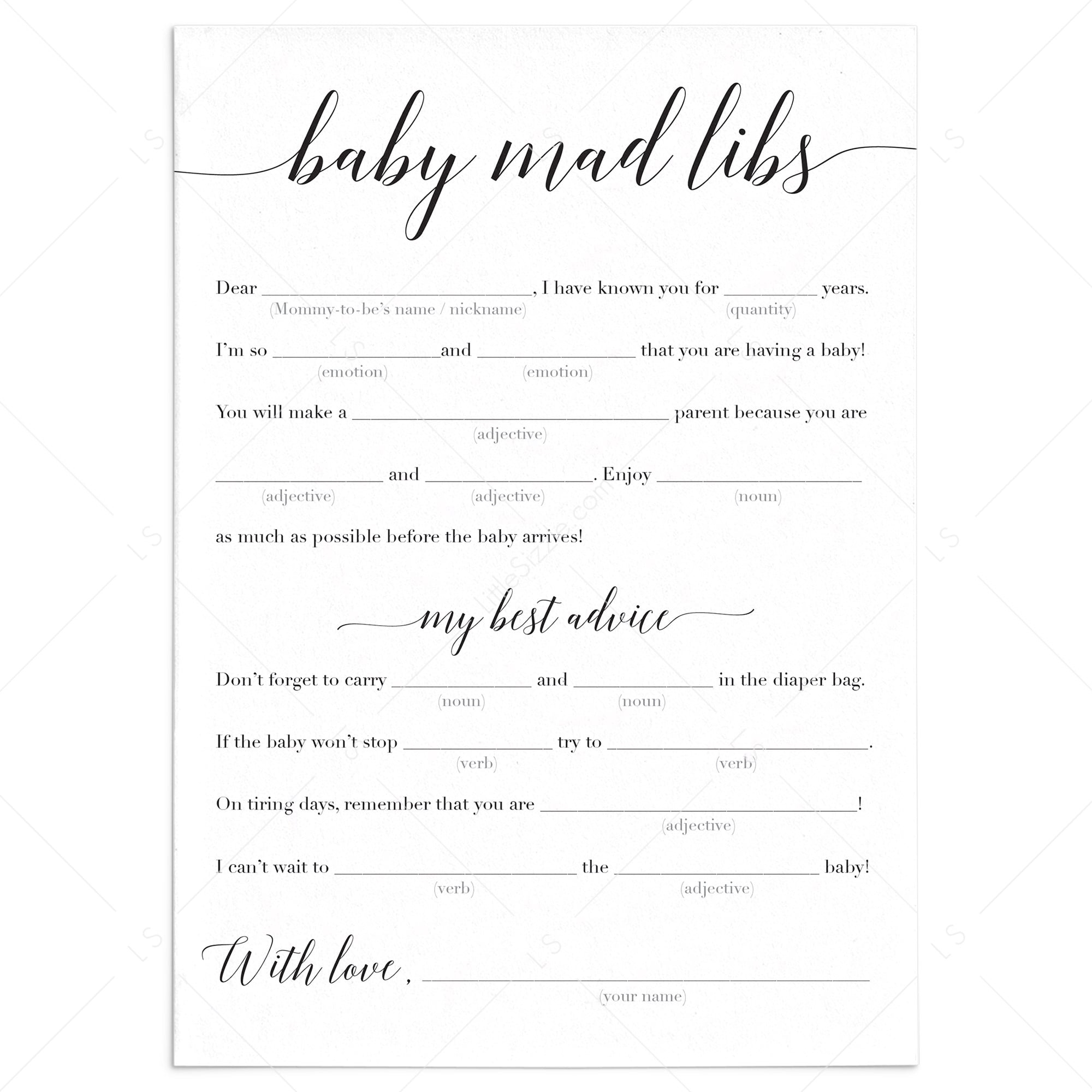 Hilarious baby shower game by LittleSizzle