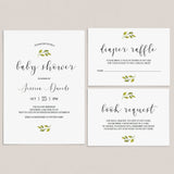 White and Green Baby Shower Invitation Suite Instant Download by LittleSizzle