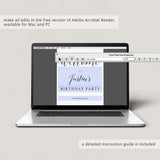 Calligraphy Birthday Welcome Sign Editable Template