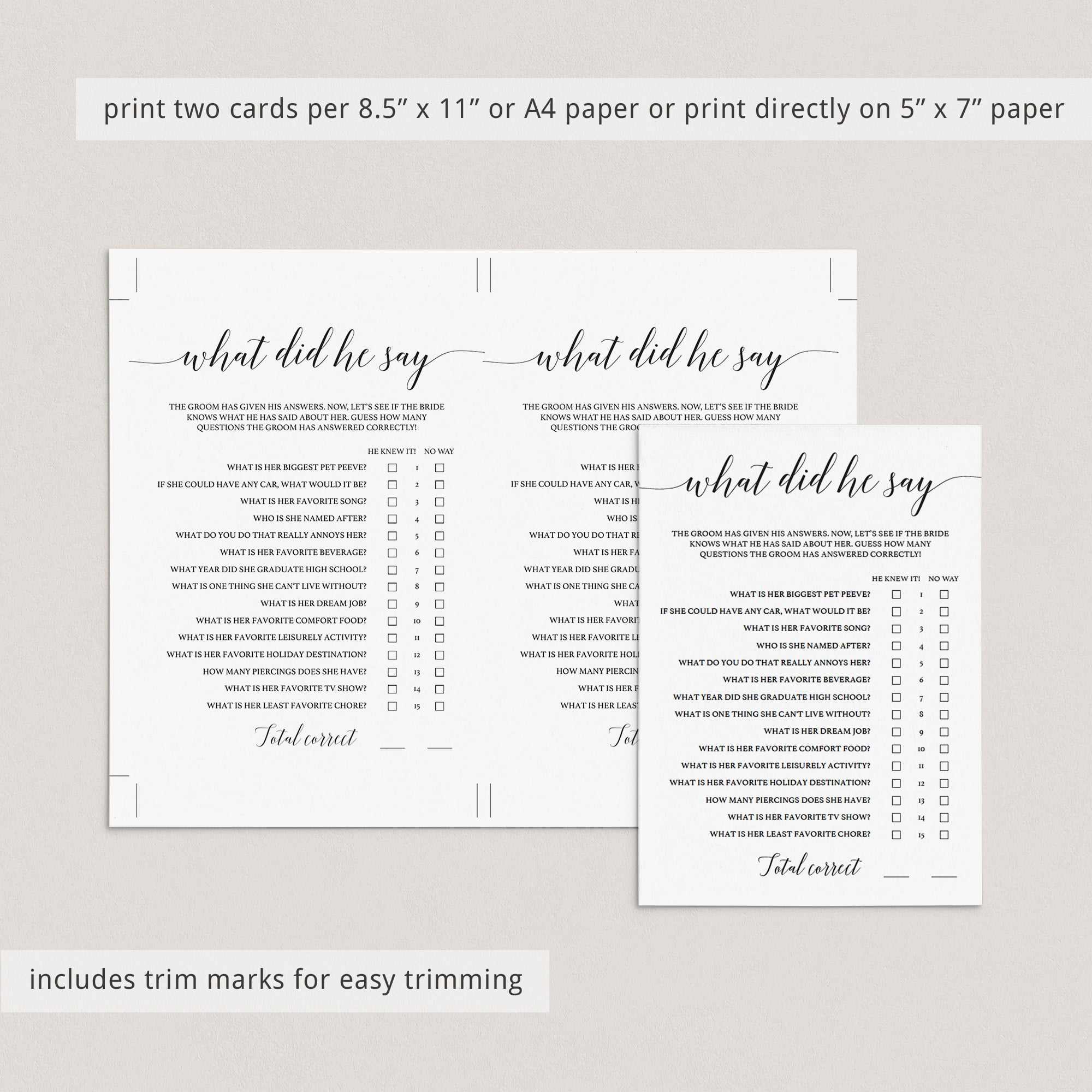 DIy bridal shower game templates by LittleSizzle