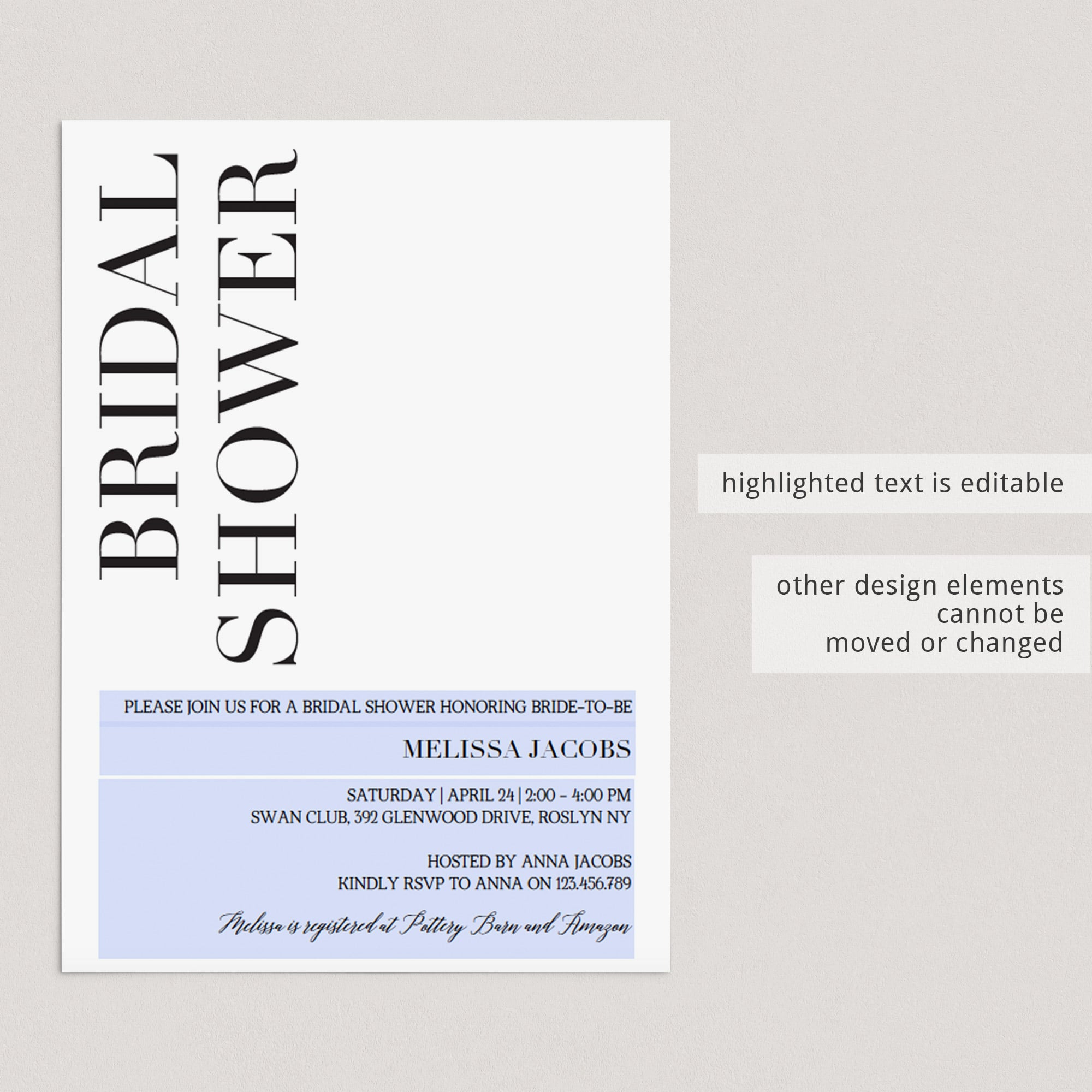 Editable bridal party invite template black and white by LittleSizzle