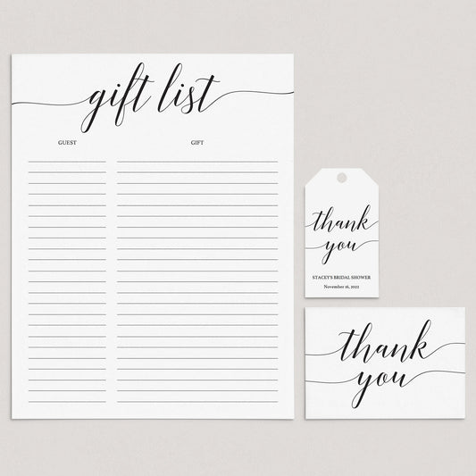 Modern Bridal Shower Supplies Printables