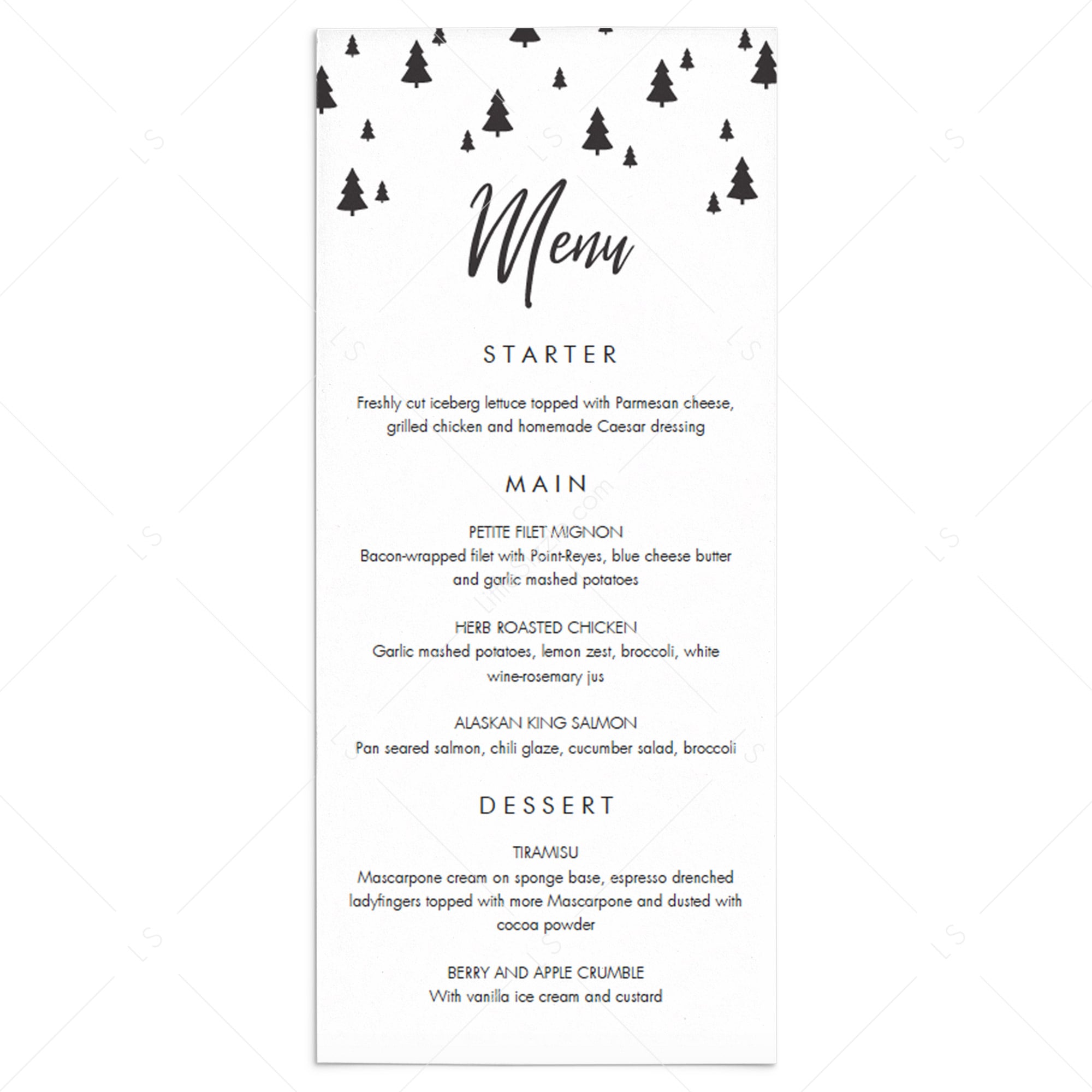 Minimal Christmas Menu Card Template by LittleSizzle
