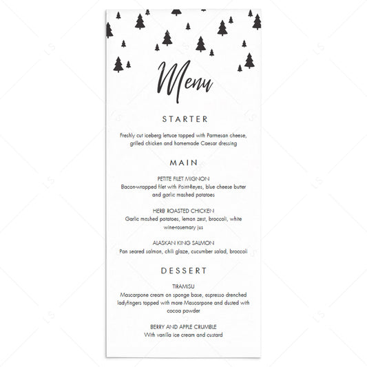 Minimal Christmas Menu Card Template by LittleSizzle