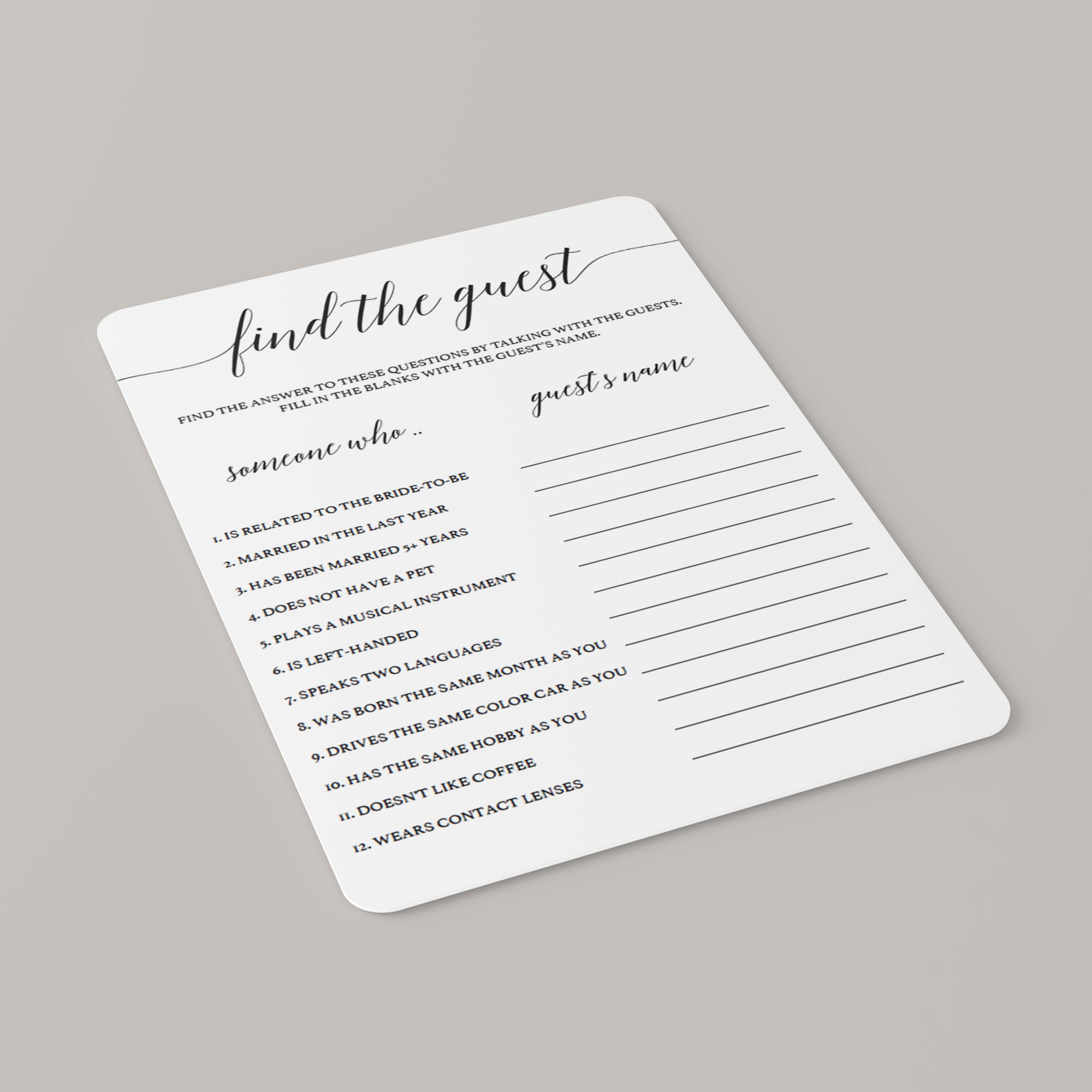 Find the guest ice breaker game template by LittleSizzle
