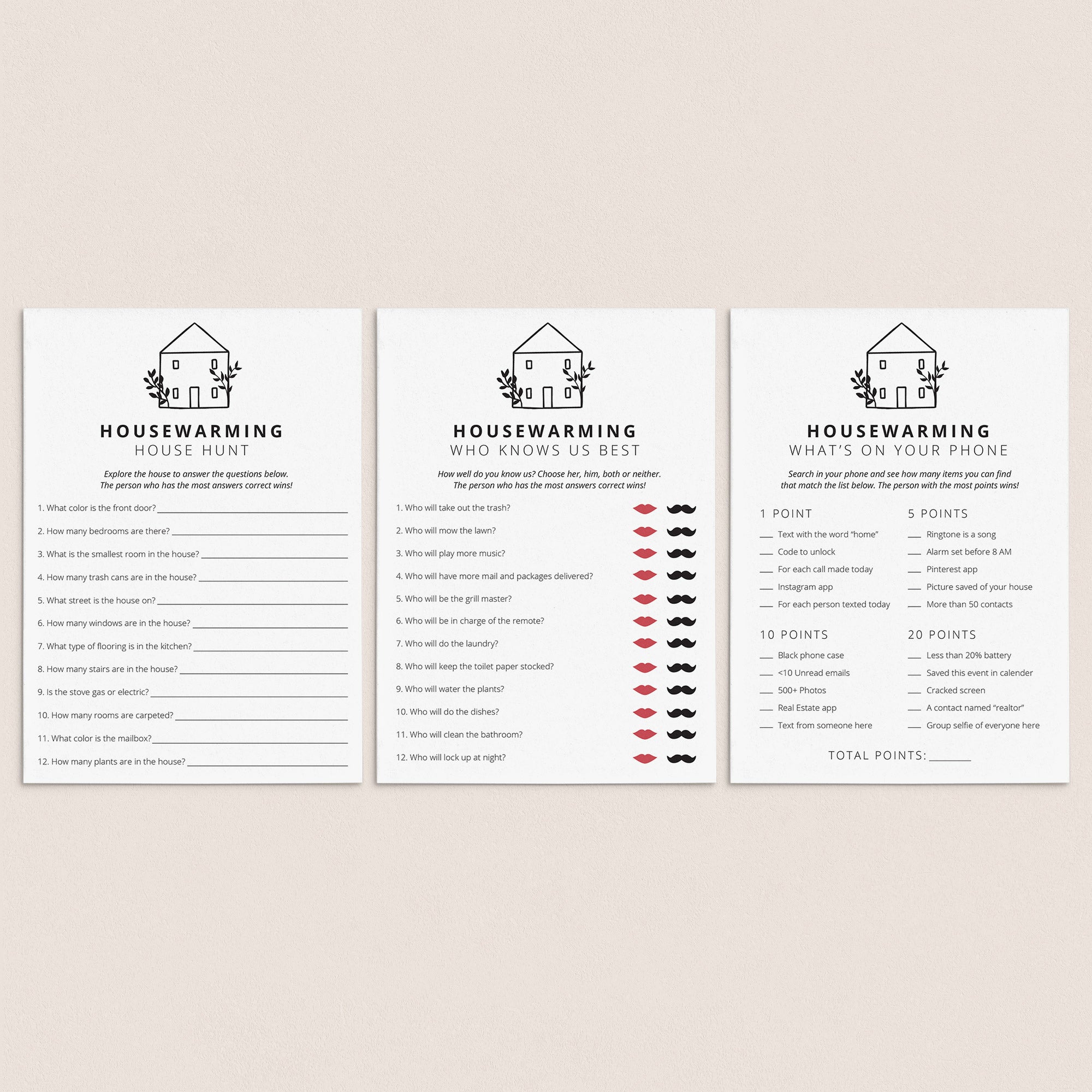 Modern Minimal Housewarming Party Games Printable by LittleSizzle