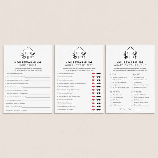 Modern Minimal Housewarming Party Games Printable by LittleSizzle
