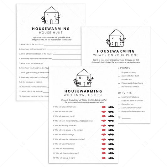 Modern Minimal Housewarming Party Games Printable by LittleSizzle