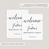 Calligraphy Birthday Welcome Sign Editable Template