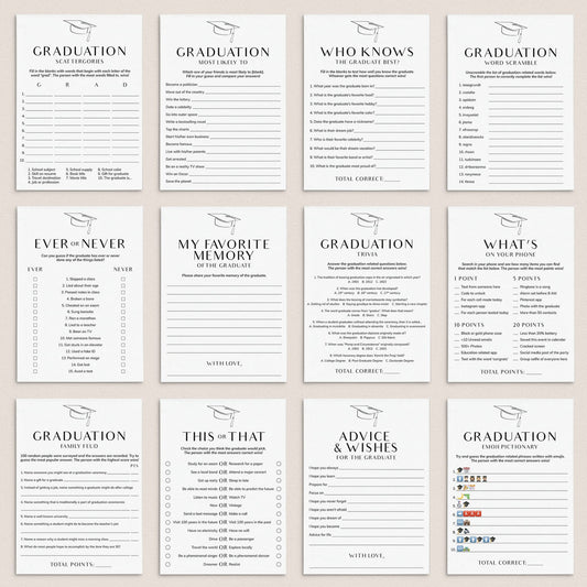 Modern Minimal Graduation Party Games Bundle by LittleSizzle