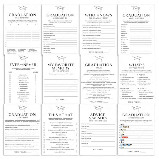 Modern Minimal Graduation Party Games Bundle by LittleSizzle