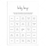 Minimalist Baby Bingo Pre Filled And Blank Cards Printable by LittleSizzle