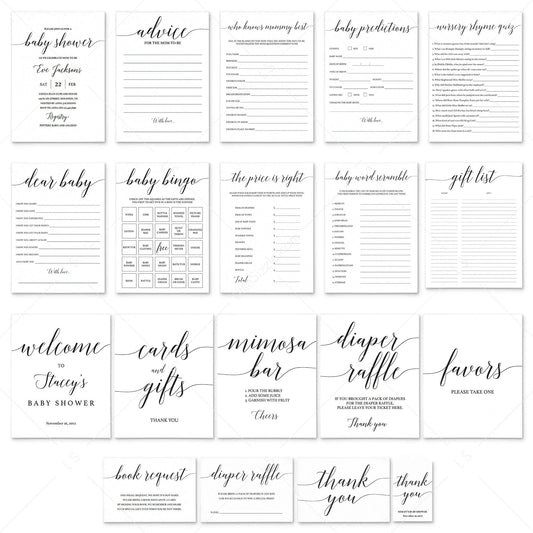 Minimalist Baby Shower Complete Bundle 19 Printables by LittleSizzle
