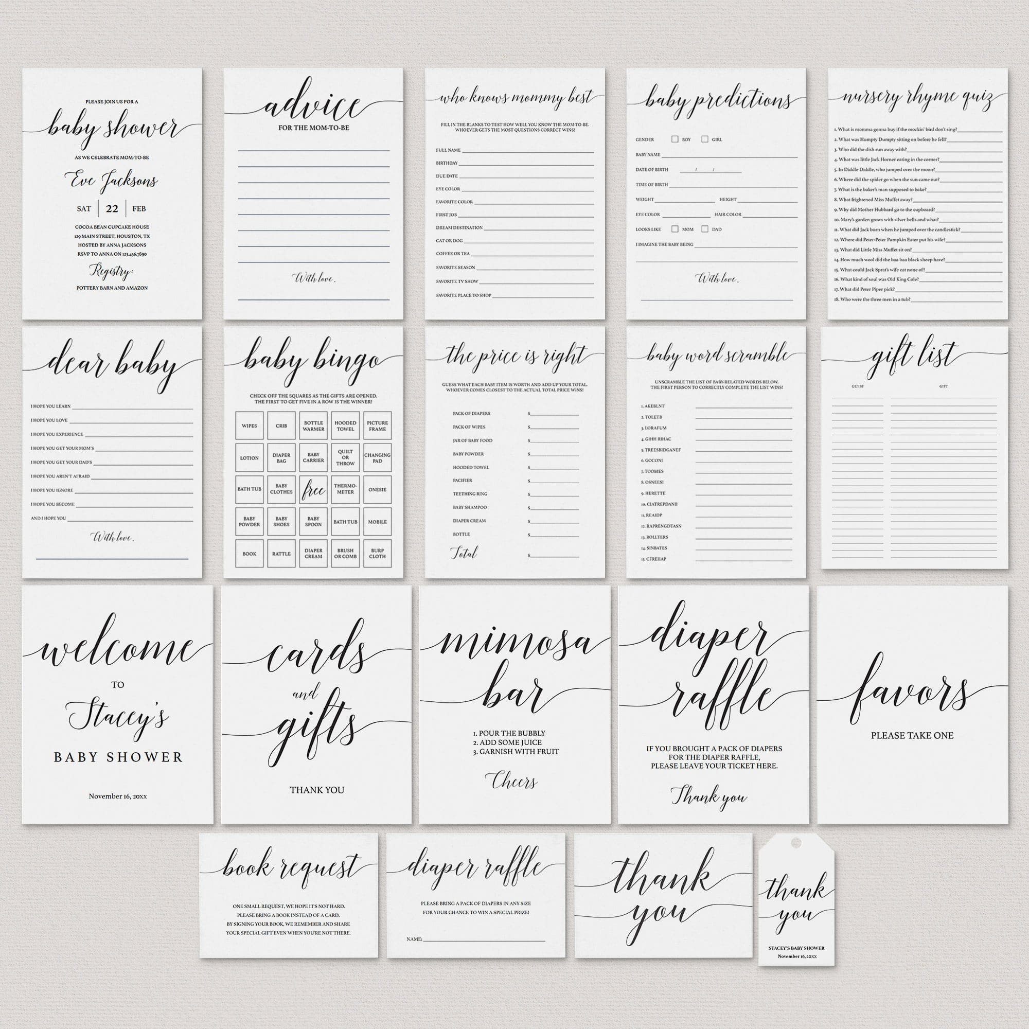 Minimalist Baby Shower Complete Bundle 19 Printables by LittleSizzle