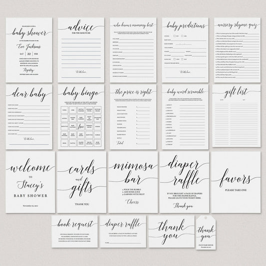 Minimalist Baby Shower Complete Bundle 19 Printables by LittleSizzle