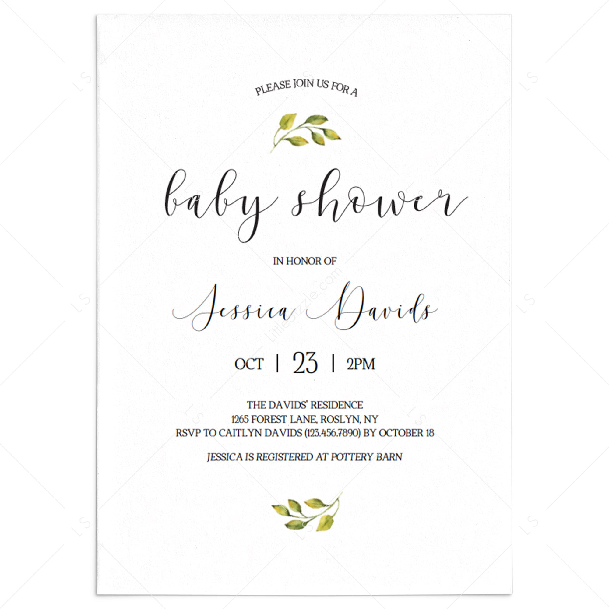 Minimalist Baby Shower Invitation Template by LittleSizzle