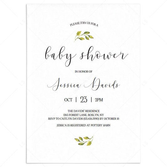 Minimalist Baby Shower Invitation Template by LittleSizzle